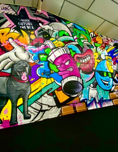 Graffiti wall in Neon Six Four Studio
